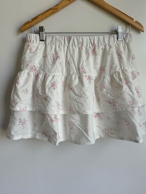 The Prairie Rachel Ashwell Floral White pink Skirt Shorts Large cottagecore boho